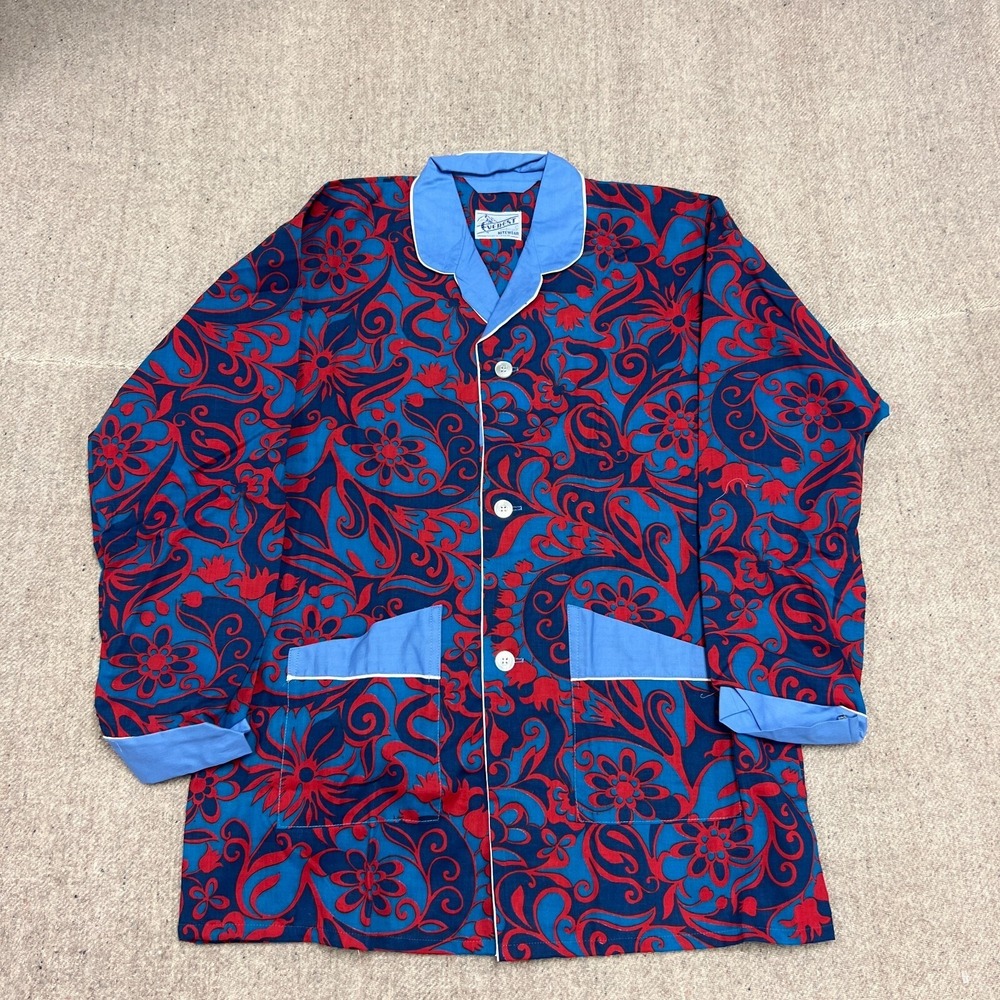 Vintage Everest Nitewear Shirt Mens Medium Blue 1950s Dead stock Sanforized